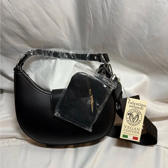 Valentino Orlandi Black Shoulder Bag with Silver Accents - Picture 3 of 6